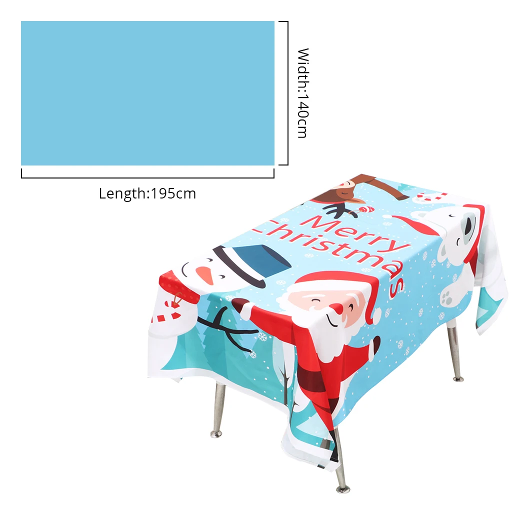 Новогодняя Рождественская Декоративная скатерть с изображением снеговика лося