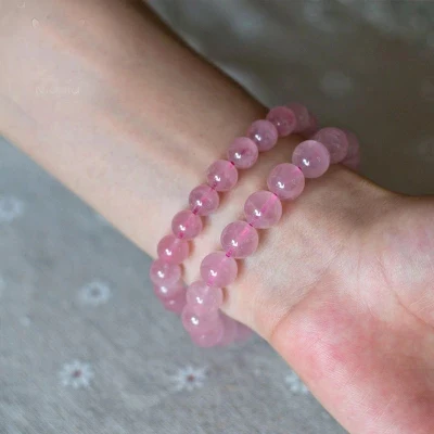 Браслет с натуральными камнями 8 мм розового цвета | Украшения и аксессуары