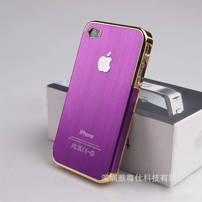 Free shipping!! 9 colors all-inclusive brushed metal relief mobile phone case for iPhone 4/4s |
