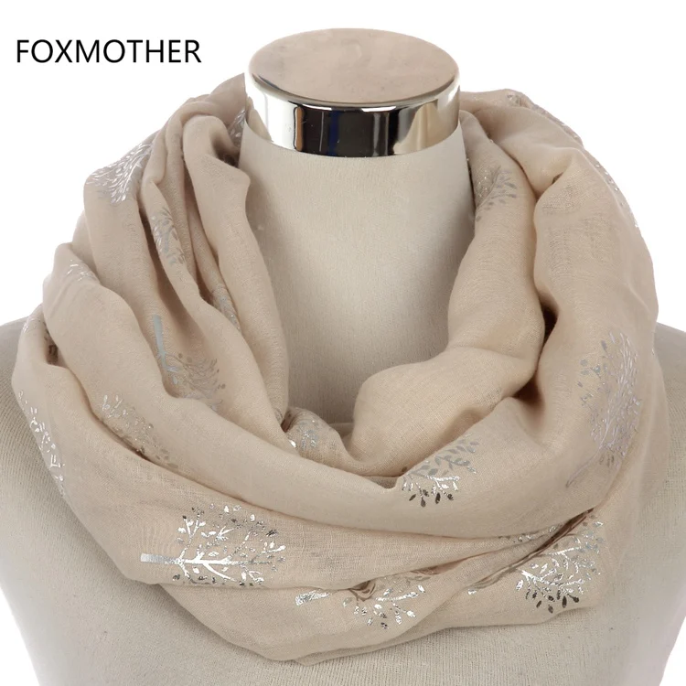 FOXMOTHER Новые Модные Белые Серые блестящая бронзовая серебристая металлическая шелковица бесконечность шарфы для женщин