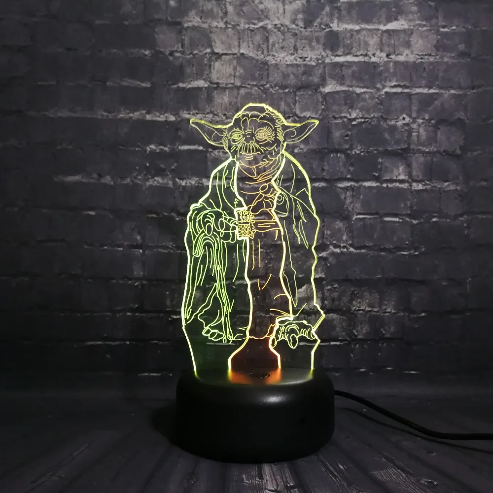 Новый креативный 3D светильник Master Yoda с рисунком из мультфильма Звездные войны