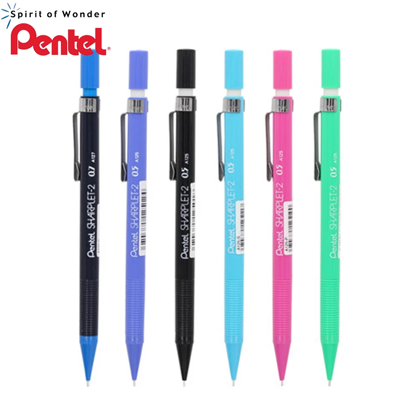 3 Pieces Pentel Sharplet 2 A125 P Mechanical Pencil menurut pensil bergerak 0.5mm Japan Black/Blue/Green/Light Blue/Pink