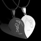 Модное ожерелье с кулоном в виде разбитого сердца для влюбленных, кожаная цепочка из нержавеющей стали, ожерелье для пар, подарок на день Святого Валентина