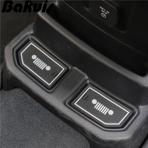 Автомобильные аксессуары для Jeep Wrangler JL+, белый, красный коврик для ворот, Противоскользящий коврик, коврик для чашки, украшение интерьера, стильные резиновые коврики