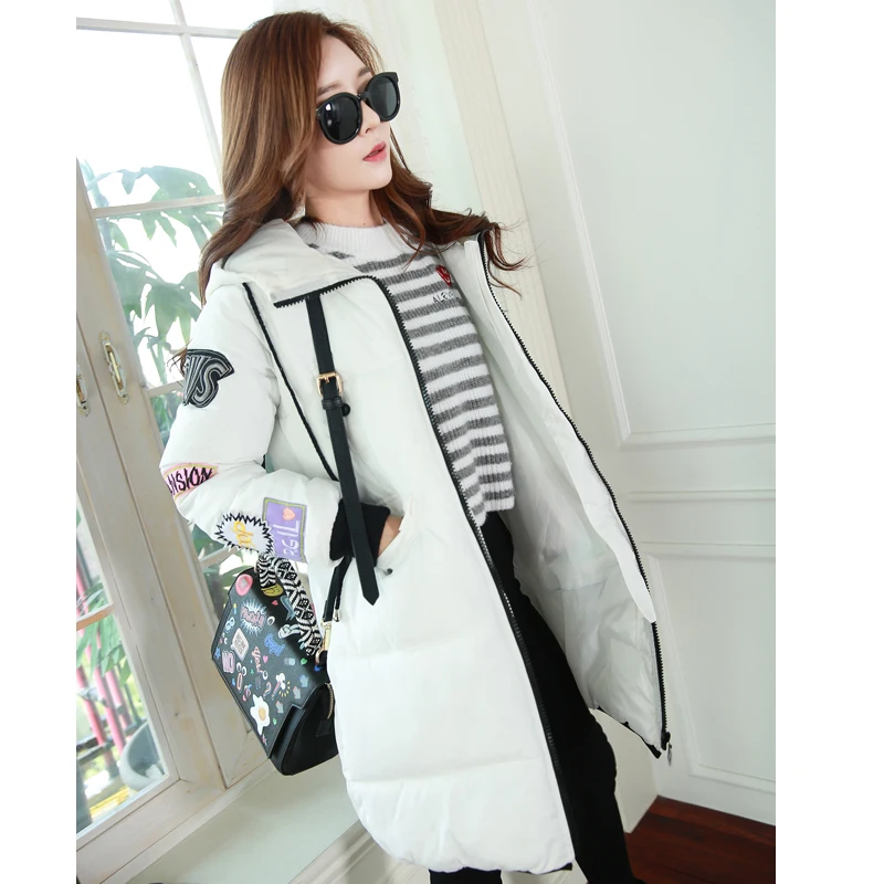 2016 Новая модная Длинная зимняя куртка в Корейском стиле тонкое женское пальто