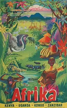 Afrika Kenya Uganda Kongo Zanzibar пейзаж путешествие старинный ретро-постер из путешествия
