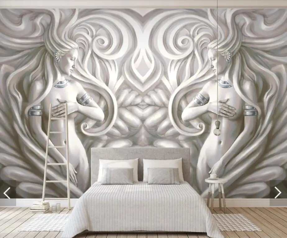 

Nordic Embossed Sculpture Girl Murals Photo Wallpaper Wall Mural for Living Room Contact Paper Wall Papers Canvas Wall Murals