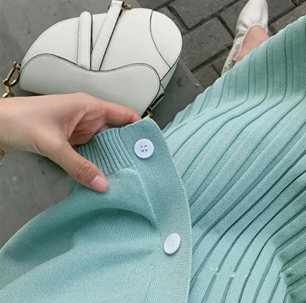 Летняя новинка Женский вязаный кардиган с v образным вырезом и длинными рукавами