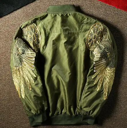 army green 1 Ma1 куртка-бомбер, новая весенняя Осенняя Черная куртка-бомбер с вышивкой в виде крыльев Ангела, тонкая мужская куртка в стиле хип-хоп, модная уличная одежда - Цвет: army green 1