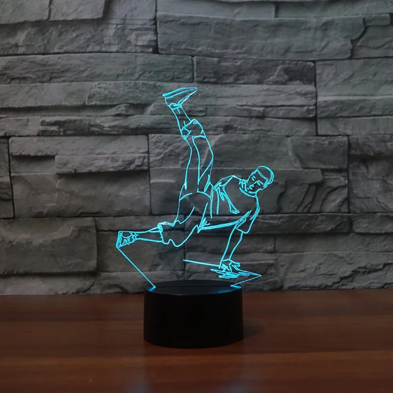 Hip-Hop Boy 3D Lamp 7 Color-Changing Atmosphere Night Lights LED Dancer Table Gifts Bedside Sleep Lighting Bedroom Decor | Лампы и