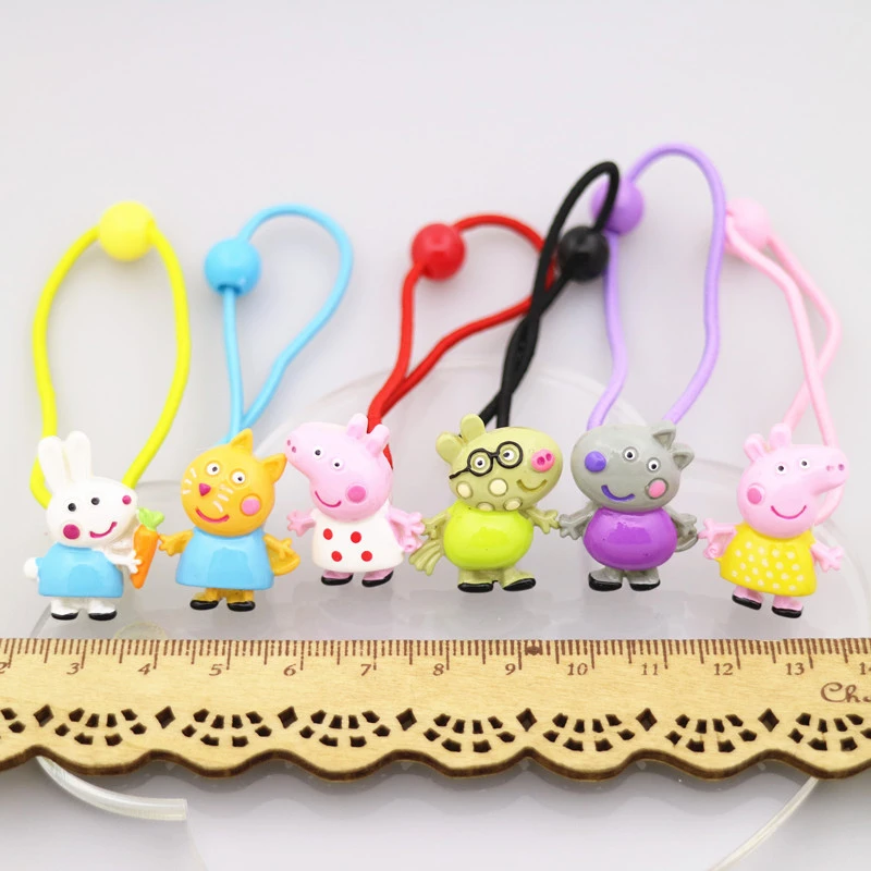 6pcs/set Cartoon Animals Children's Rubber Bands Headwear Lovely Hair Rope Kid Girl Baby Fashion Elastic String Resin | Детская