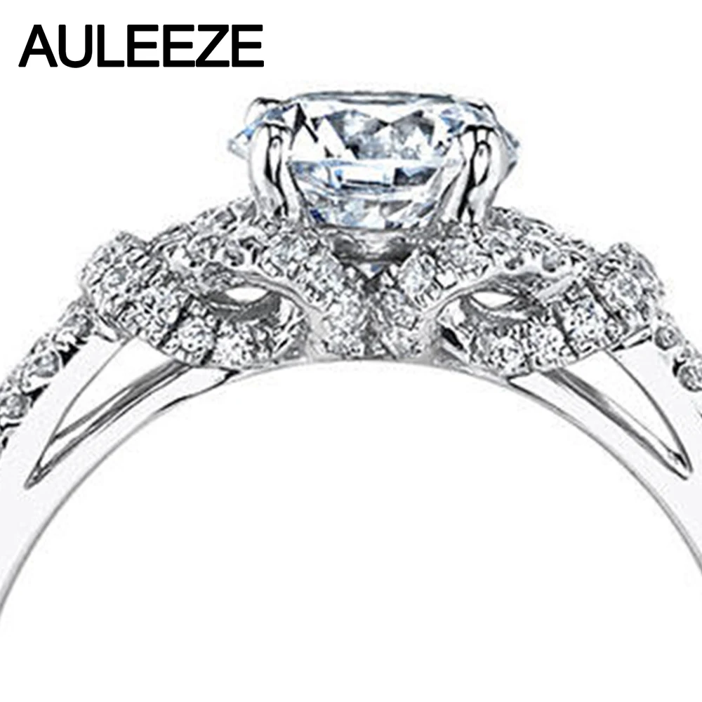 Кольцо обручальное из белого золота с муассанитом 1 карат 14 к | Украшения и