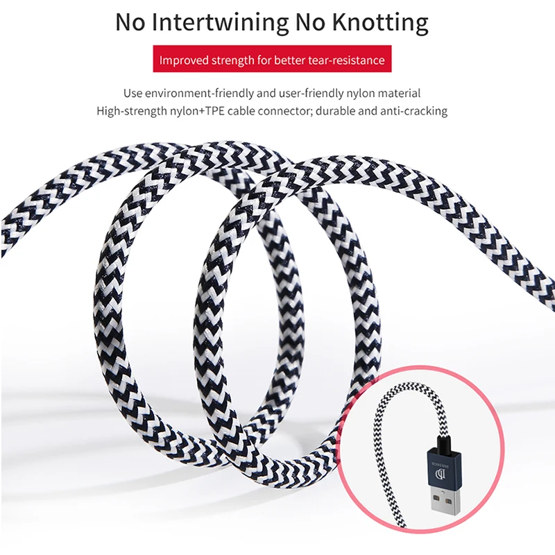 DUX DUCIS 2 шт микро USB кабель нейлоновый для быстрой зарядки данных Xiaomi Huawei Android