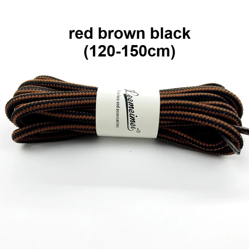 red brown black Двойной цветная обувь шнуровка 120 150 см шнурки из полиэстера обуви кружева двойной полосатый кос круглые шнурки для сапоги - Цвет: red brown black