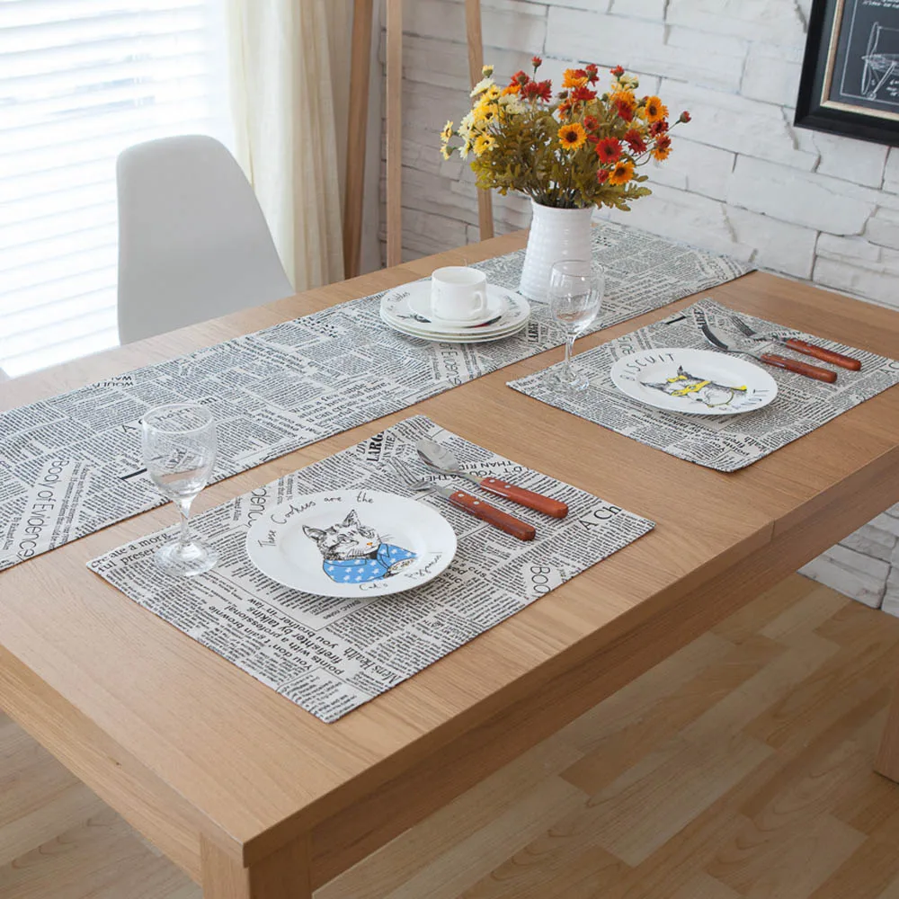1PC Rectangle Enlish Letter Pattern Home Dining Table Runners Linen Cotton For Party Decoration Hotel Decor | Дом и сад