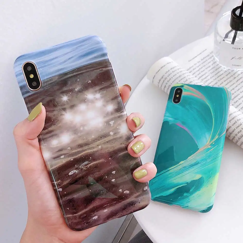 Чехол для телефона Boucho iphone 8 7 6 6S Plus Модный Цветной чехол под мрамор с морским дном