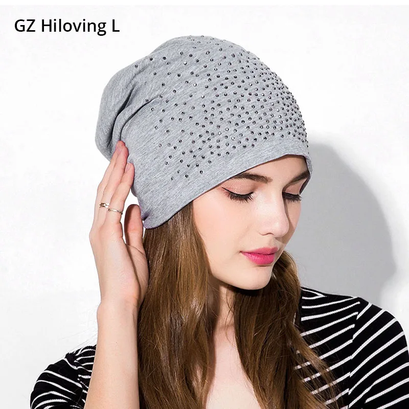 GZHilovingL, зимние женские шапки бини, шапки с бриллиантами, мешковатые сутулящиеся весенние осенние тонкие шапочки из полиэстера, шапки для девушек