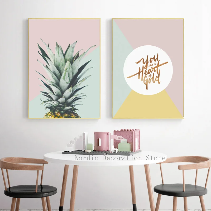 Плакаты Северный зеленый ананас Геометрия холст печать настенная живопись