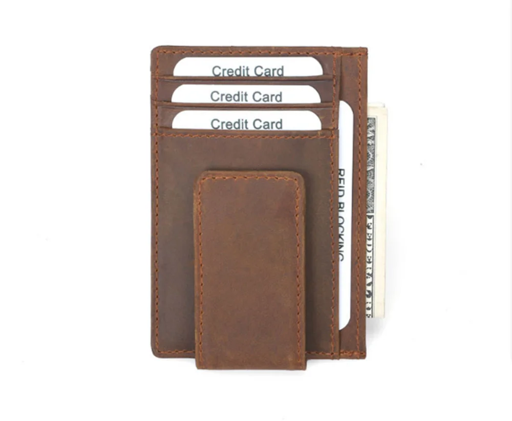 Bisi Goro, мужской держатель для карт, натуральная кожа, удобный, для ID, карманный, для банка, для кредитных карт, чехол, анти-магнитный, тонкий кошелек для карт
