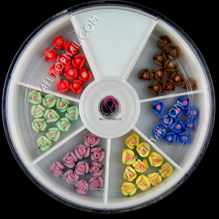 Роза 3D из полимерной глины 2 колеса/партия разные цвета украшения для ногтевого