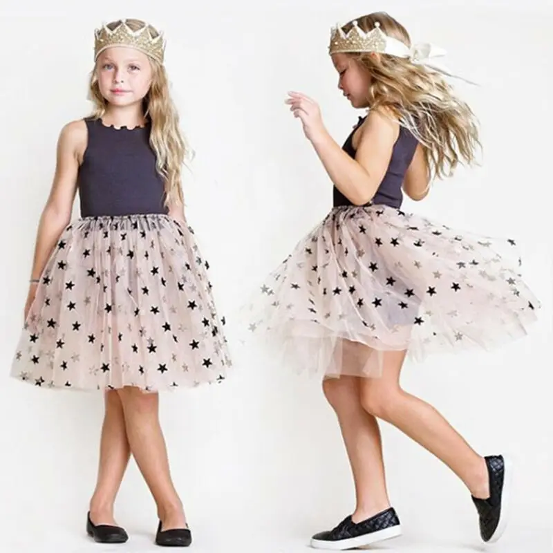 

Fashion Newborn Kids Baby Girls Party Dress Tulle Princess Stars Dress Summer