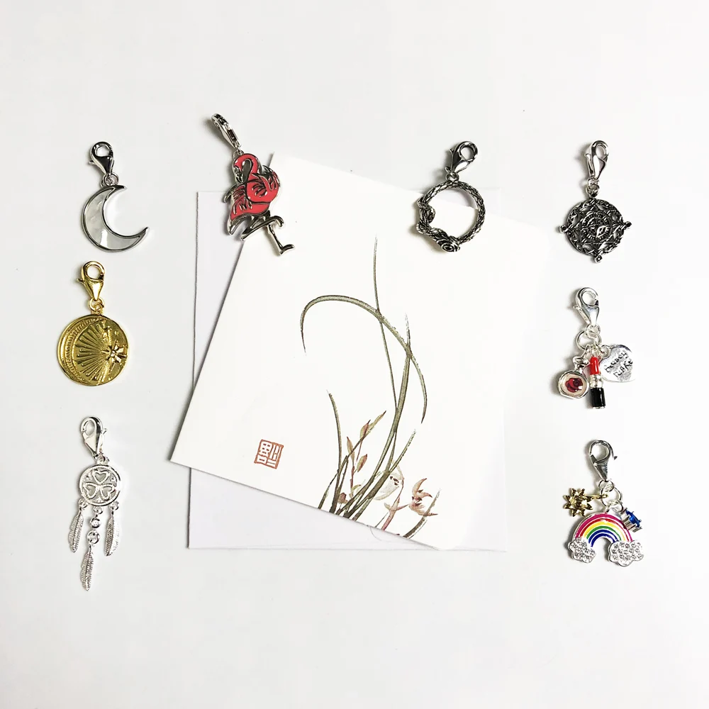 Винтажный кулон в виде змеи с компасом луной звездой радугой Ловец снов фламинго