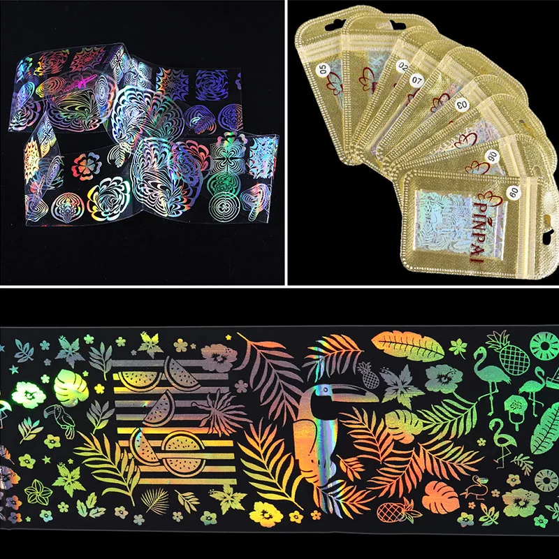 Голографическая фольга для ногтевого дизайна переводные наклейки ногтей