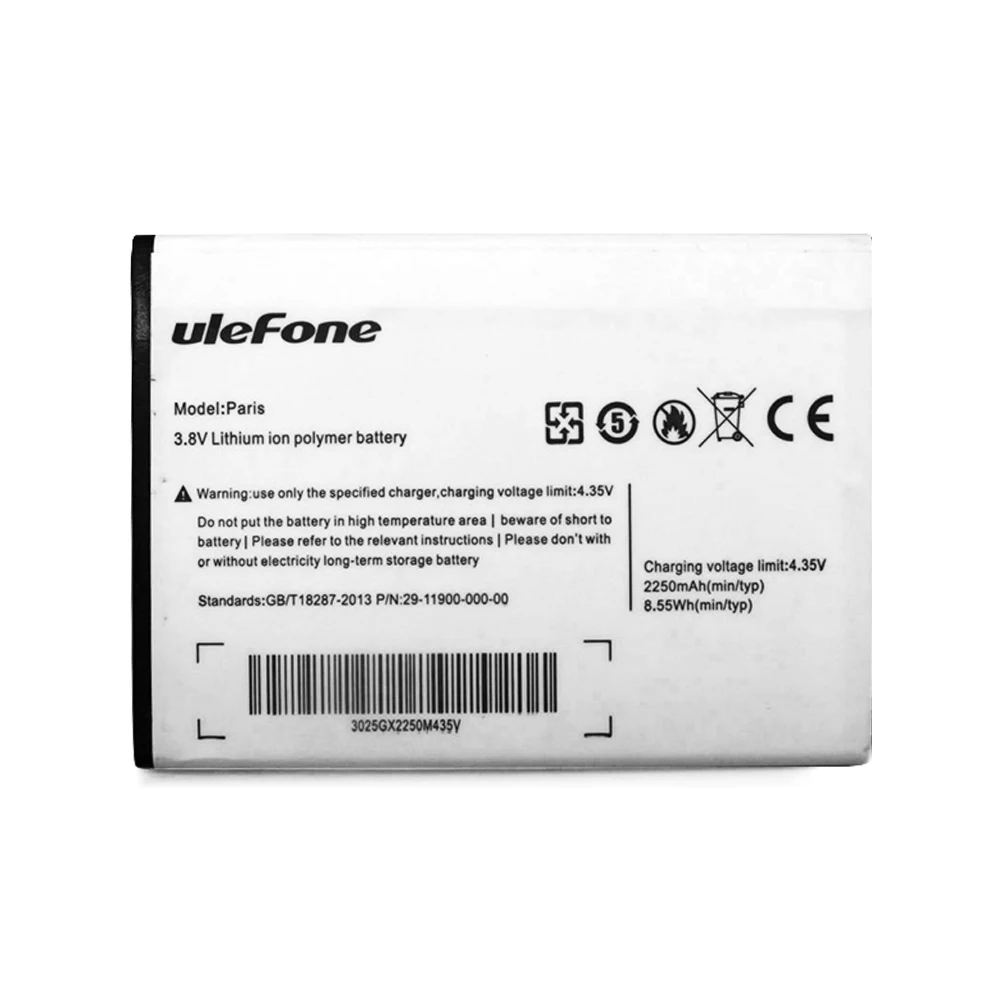 Высокое качество Ulefone Париж 100% оригинальный резервный аккумулятор 2250 мАч для