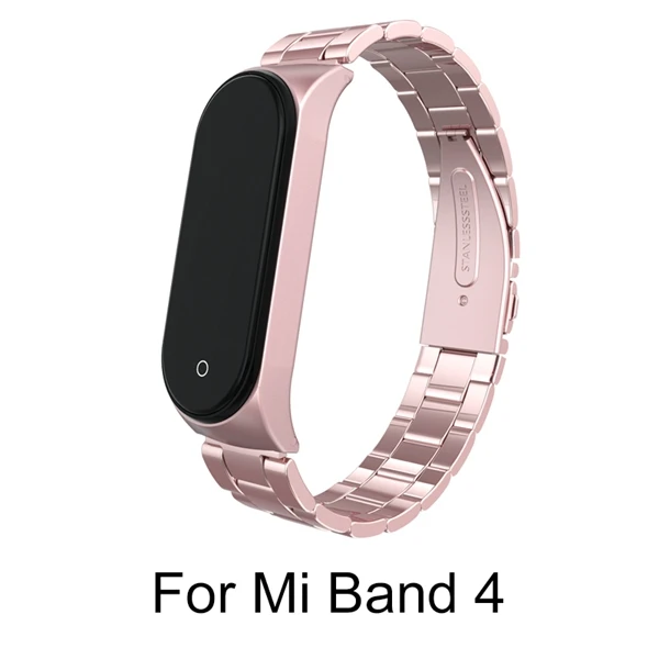 Mi 4 Rosepink Metal Металлический ремешок из нержавеющей стали для mi band 4, аксессуары для браслетов для Xiaomi mi Band 3, ремешок на запястье mi band 4, металлические ремешки на запястье - Цвет: Mi 4 Rosepink Metal