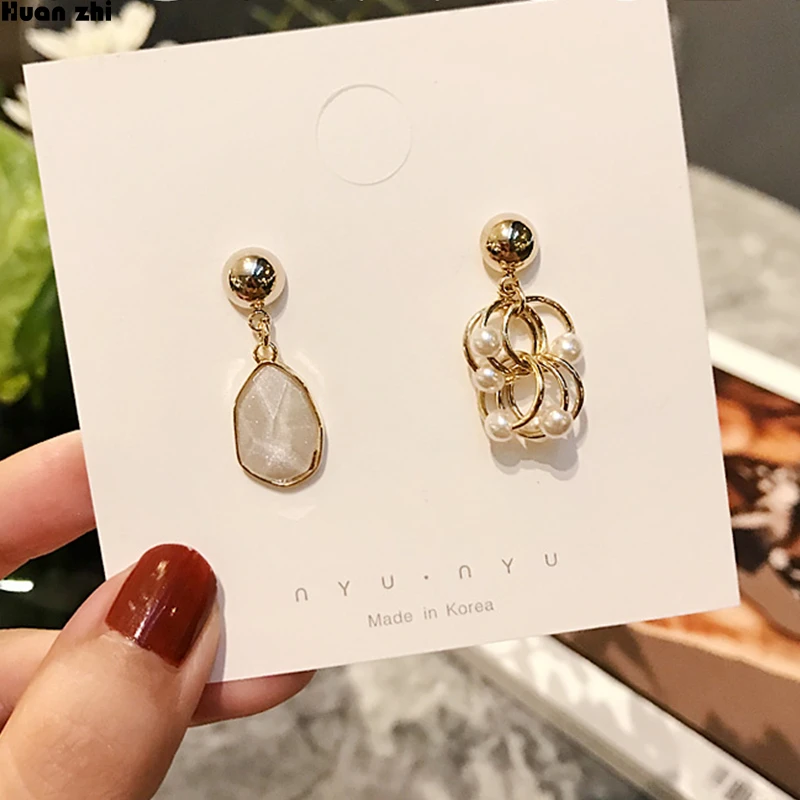 Серьги капельки HUANZHI корейские элегантные блестящие акриловые нестандартные с