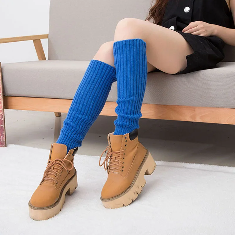 Women Sports Warm Leg Warmers Safety Legwarmers Long Knitted Kneepad Warmer Soft Plush Tube Socks Girls | Спорт и развлечения