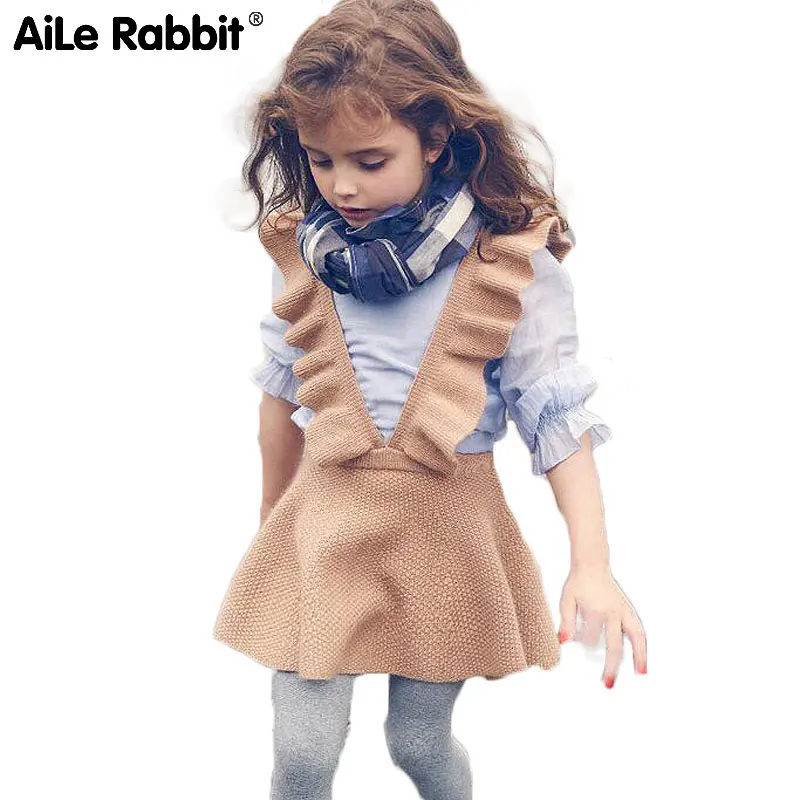 Aile Rabbit/ г. Осеннее платье для девочек; Одежда для девочек; вязаный свитер для детей; Robe Fille; красивые платья; цвет коричневый, красный
