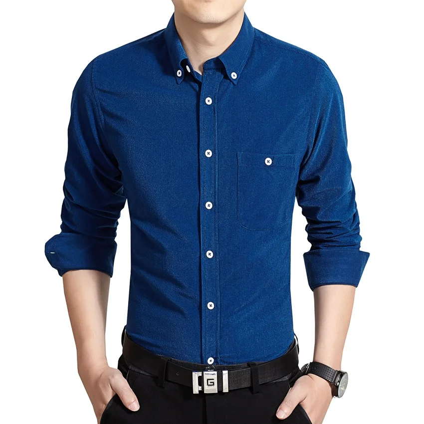 

Spring and autumn blue mens shirts long-sleeved business casual shirt men large size s-5xl man top white red black