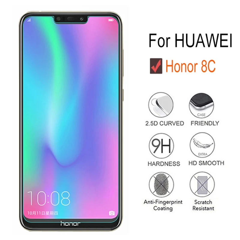 Закаленное стекло для Huawei Honor 8C не полностью покрывающее Защитное HD прозрачная