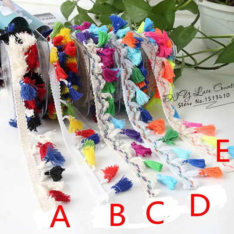 2 ярдов/партия 4 см Ширина с бахромой кисточками этническое кружевное отделка