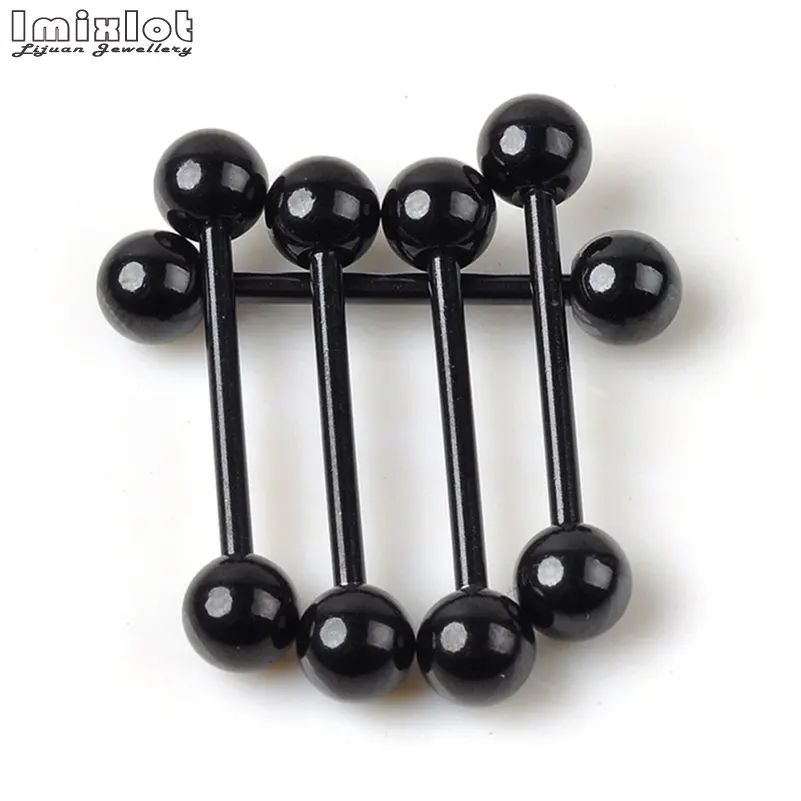 10 шт черный язык кольца нержавеющая сталь пирсинг Септум Промышленная Штанга для