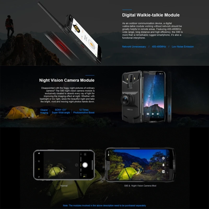 DOOGEE S90 прочный смартфон 6 ГБ+ 128 Гб 6,18 дюймов IP68 Водонепроницаемый Android 8,1 MTK6771 две sim-карты 4G NFC, OTA мобильный телефон
