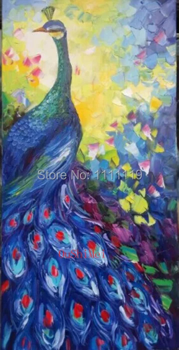 

Hand Painted Modern Knife Pictures On Canvas Beautiful Peacock Oil Painting For Room Decor Wall Painting Hang Animals Craft