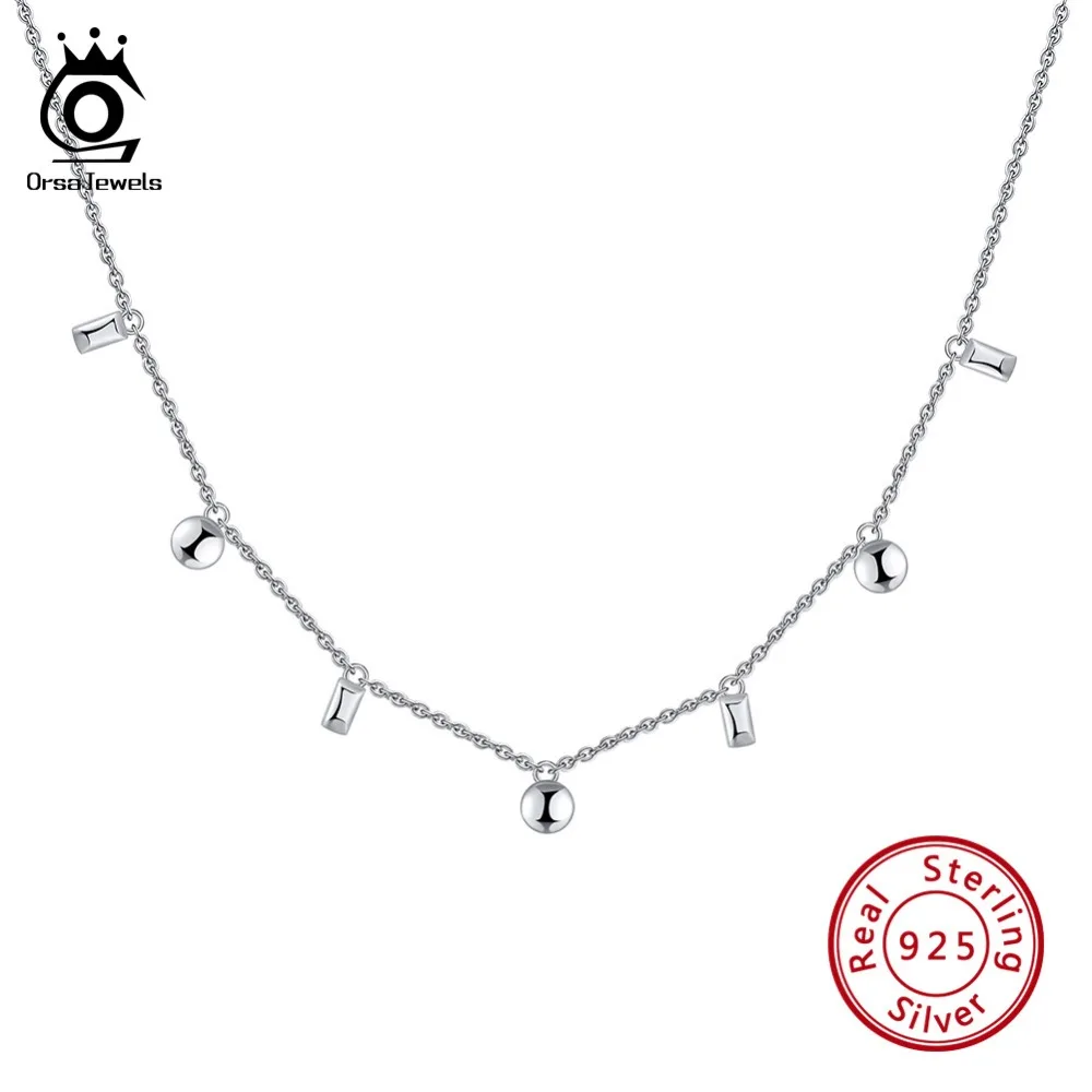 ORSA JEWELS из 925 чистого серебра, женские подвески и замок ожерелья с круглой формой, трендовые серебряные женские ювелирные изделия SN122