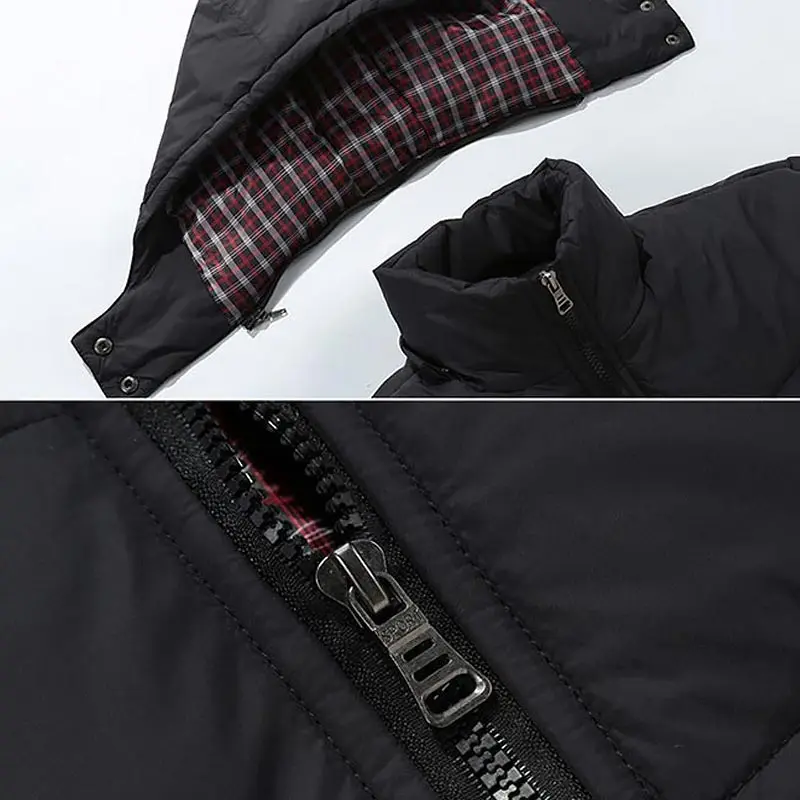 Fashion fur collar zipper parkas men winter jacket 2022 new thickened warm detachable hat jackets coat clothes | Мужская одежда