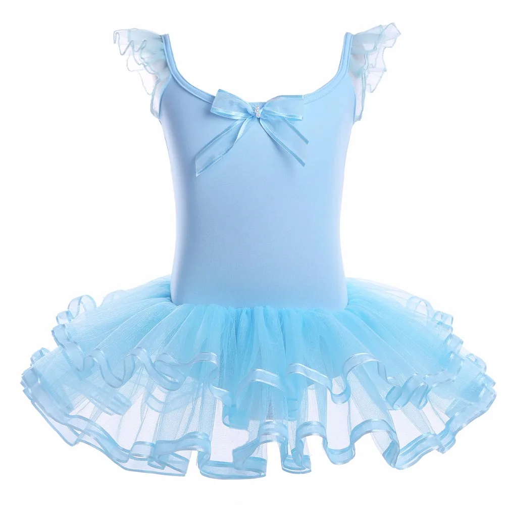 Kids Teens Cotton Mesh Ruffled Sleeves Professional Ballet Tutu Dress Girls Gymnastics Leotard Ballerina Dancewear | Детская одежда и