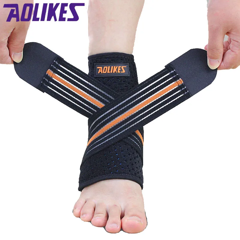 AOLIKES 1 шт. спортивный фиксатор для голеностопа, протектор, регулируемая поддержка лодыжки, защита, Эластичный Защитный бандаж, поддержка футбола, баскетбола