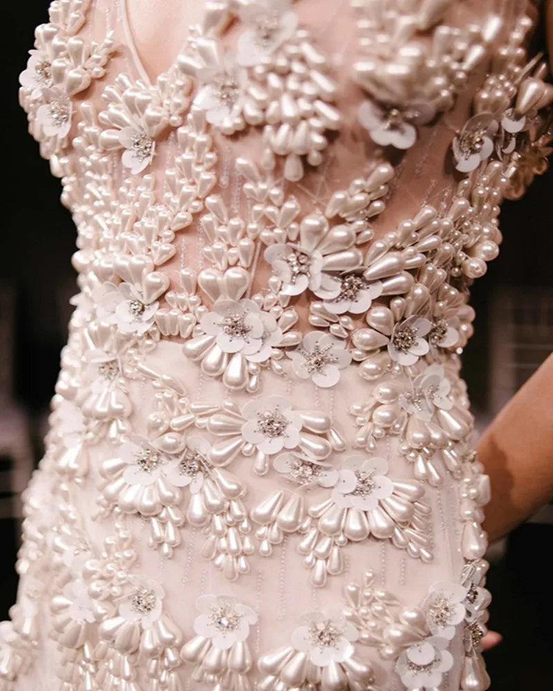 Роскошный Жемчуг Пляж Свадебное Платье 2016 Сексуальная See Through Vestido De Noiva V образным