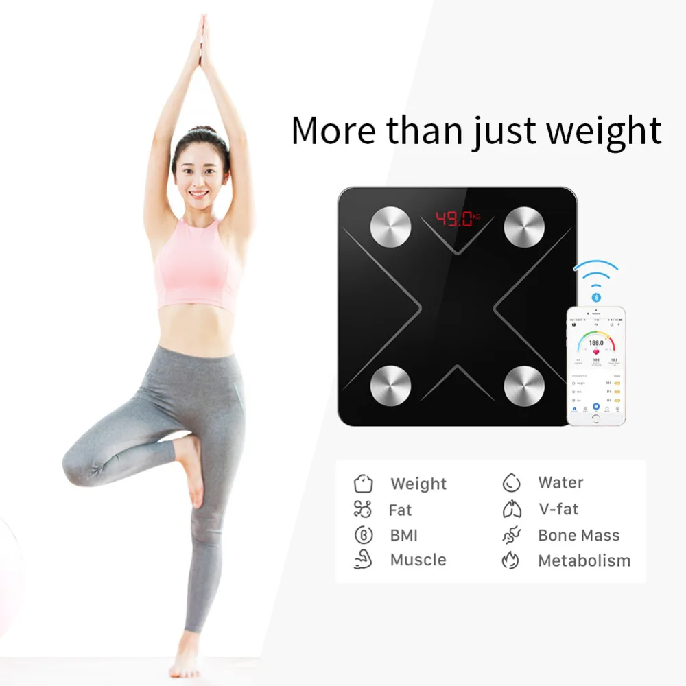 Bluetooth весы для тела и жира умные цифровые ванной беспроводные анализатор состава