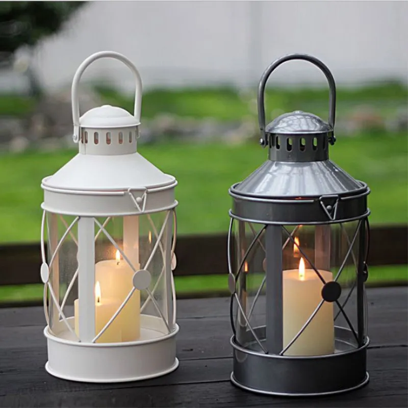 Candlestick Decoration European Wrought Iron Wind Lamp Wedding Romantic Simple Decorative Two-color Modeling | Дом и сад