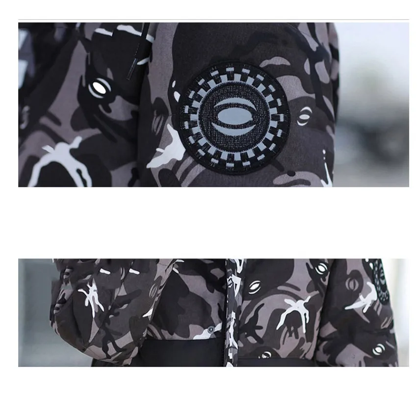 2018 new winter jacket Men's fashion camouflage pattern Jacket casual hooded male white duck down coats 75wy | Мужская одежда