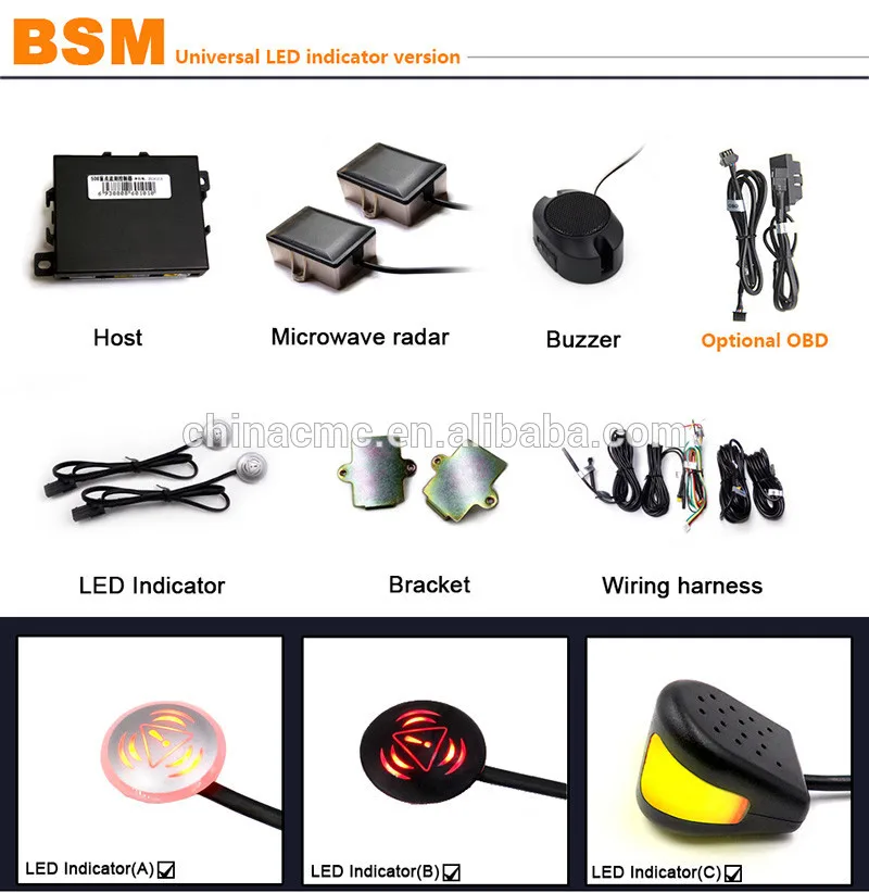 

Universal Blind Spot Assist Warning Sensor Buzzer Light With 3M tape No holes Easy install to help drivers to change lanes safel