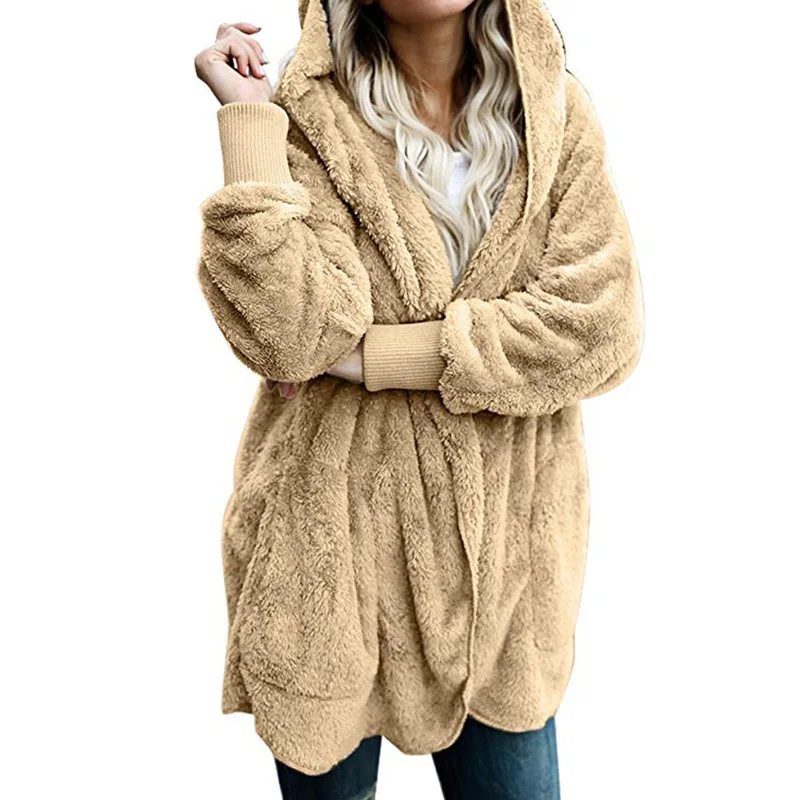 TEMOFON Fleece Sweater Women Cardigan Female Cotton Warm Long Veste Femme Kimono Hooded Fashion Coats ELD1166 |