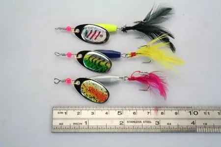 6 шт. рыболовная ложка приманки набор красочные пайетки с пером металлическая