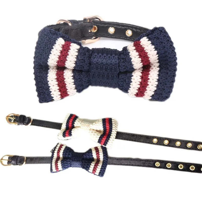 Ошейник для собак, ошейник для питомцев, бант для кошек, жемчуг, нейлон, кожа, персонализированный ремешок для шеи для маленьких, средних, Перро, Шпиц, чихуахуа, Тедди